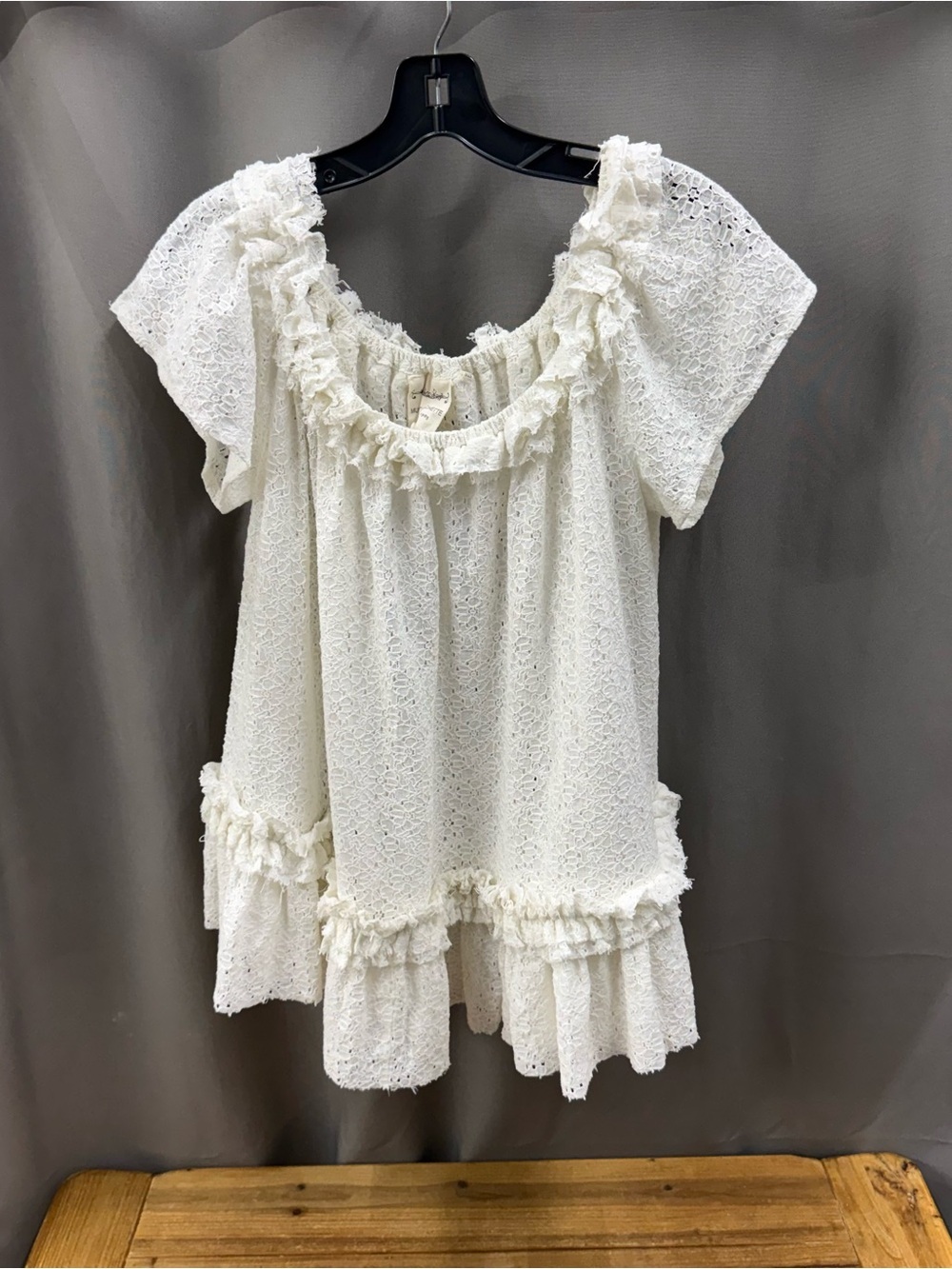 Ivory Ruffle Lace Peasant Top